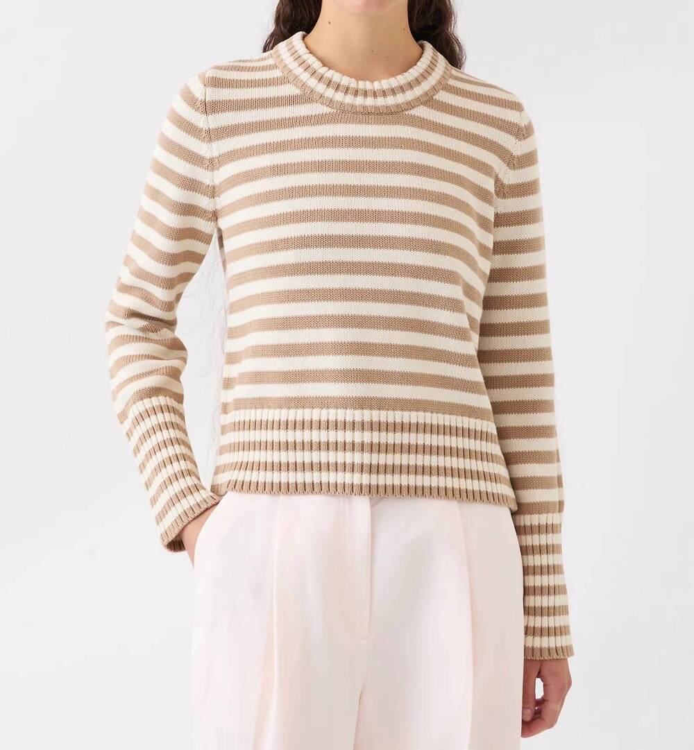 NEW DEMYLEE NEW YORK micha stripe sweater in cashew/off white